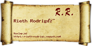 Rieth Rodrigó névjegykártya